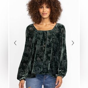 Natalia Silk Peasant Blouse Johnny Was Large
